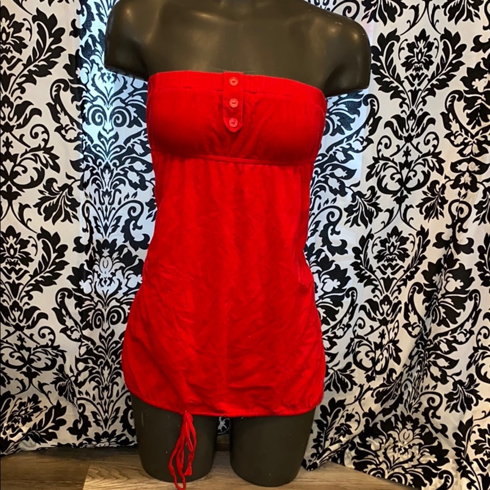 Red strapless tank